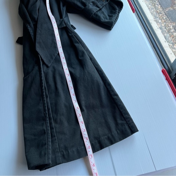 Decjuba Trench Coat Jacket Black Denim Mid Length Buckles Half Sleeve Size 8 - Picture 16 of 16